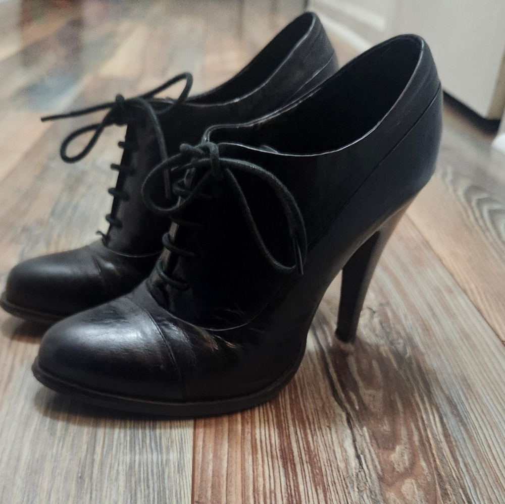 Aldo Black Lace-Up High Heel Oxford Shoes Soze 38